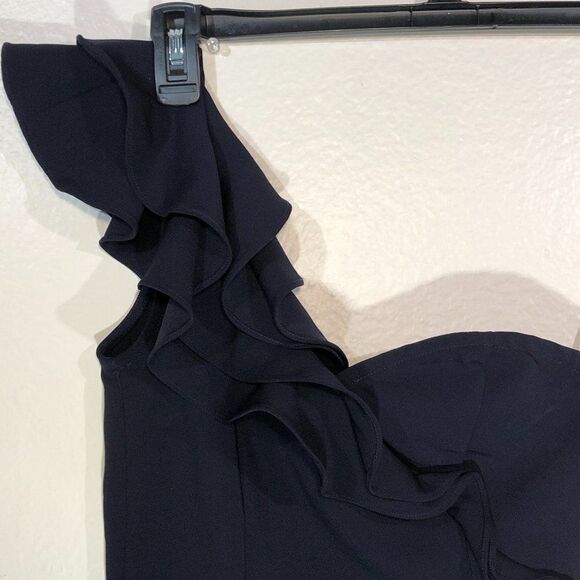 H&M Divided - Black One Shoulder Ruffle Mini Dress - Size 4 - Picture 3 of 9
